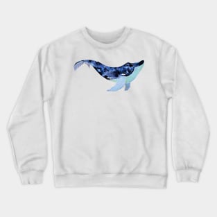 WHALE - SALT WATERCOLOR WHALE IN BLUE – WATERCOLOR WHALE PAINTING Crewneck Sweatshirt